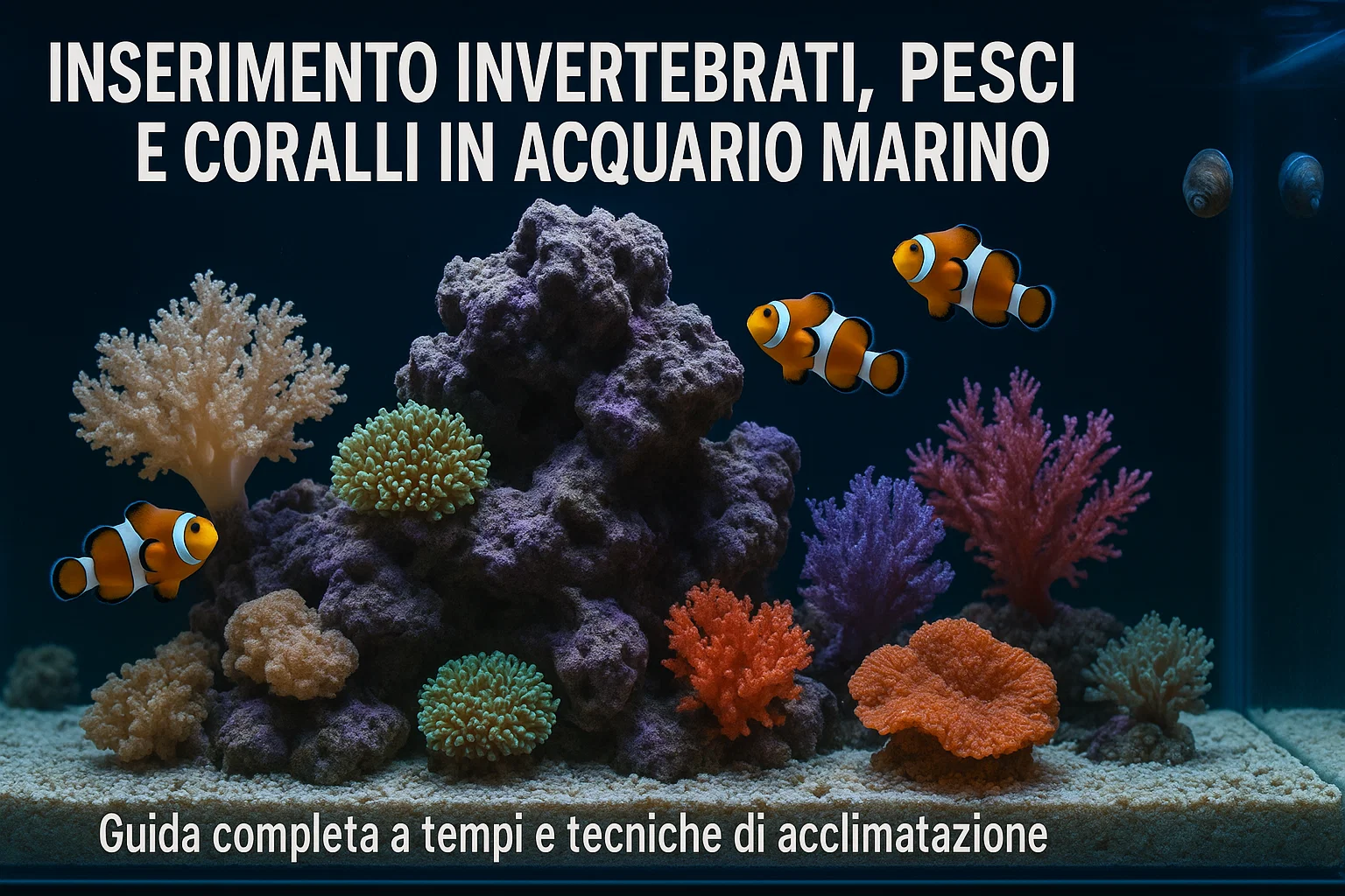 Inserimento invertebrati, pesci e coralli in acquario marino
