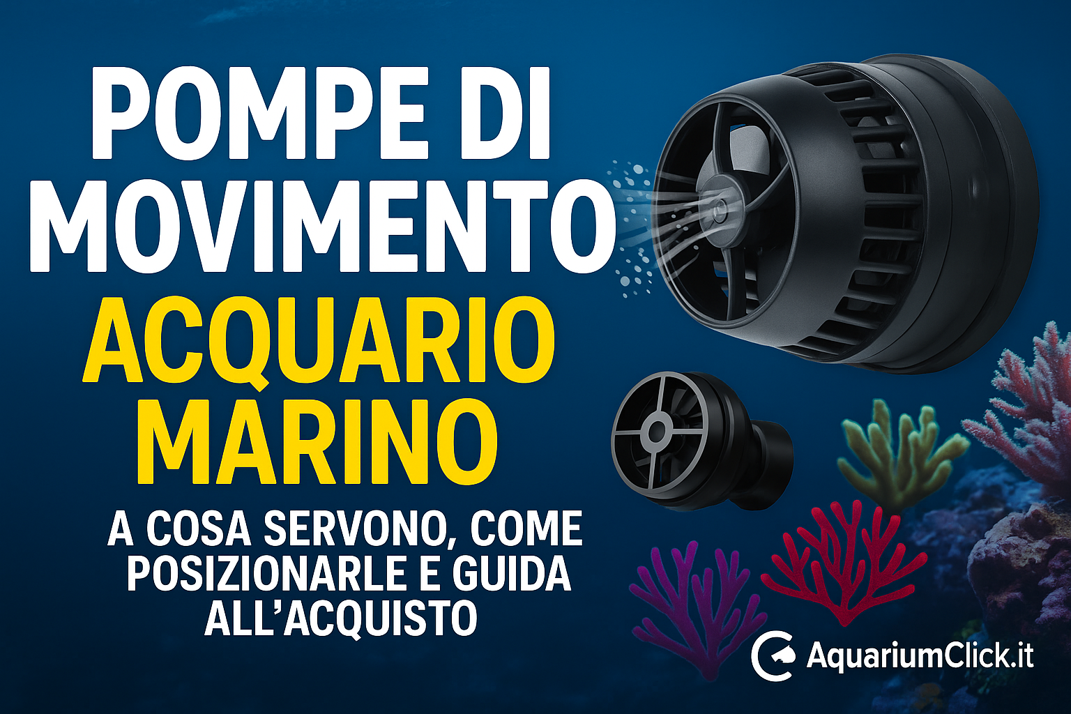 Pompe di movimento in acquario marino